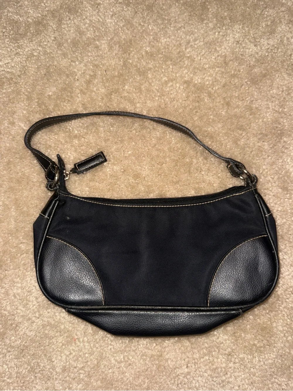 Classic Black Shoulder Bag with Leather Accents